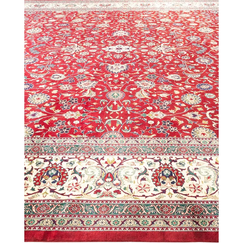 Overton Hand Knotted Wool Vintage Inspired Traditional Mogul Red Area Rug - 12' 5" x 17' 0"