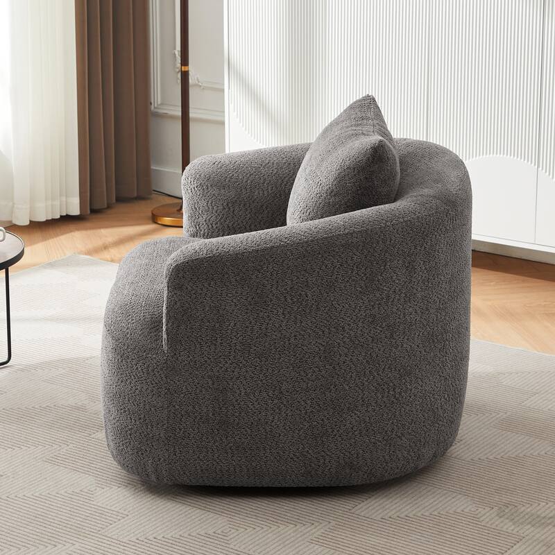 Swivel Chair with Throw Pillow & Spring Seat