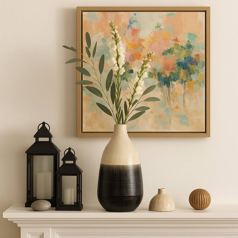 Sagebrook Home Alondra Unique Stoneware Vase with Lid, White, Novelty, Two-tone, Enrich Your Home Decor