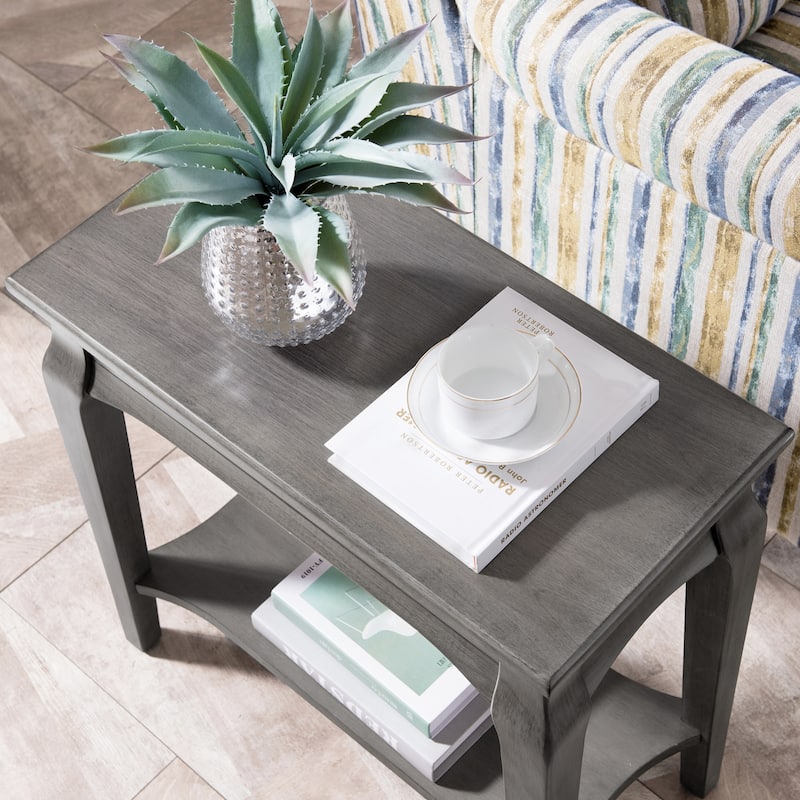 Narrow Chairside Grey Wood Table