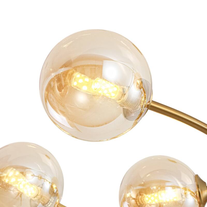 15-Light Spiral Branch Mid-century Amber Glass Chandelier - 43.3 in