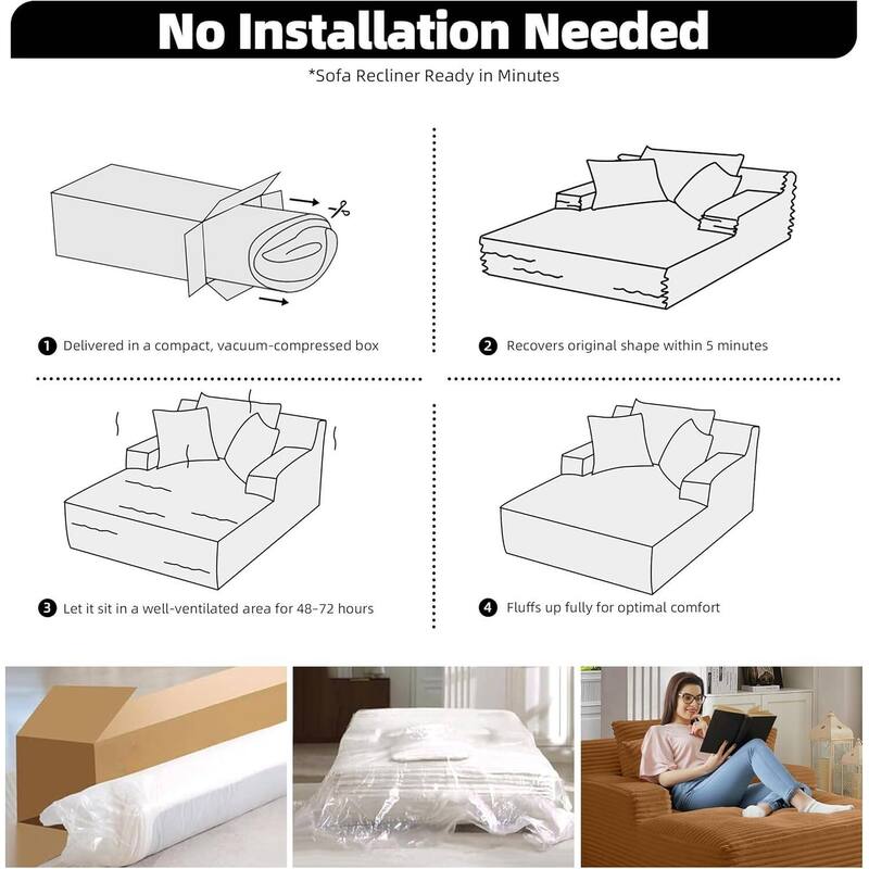 Rossetta Corduroy Upholstered Modern Oversized Chaise Lounge Chair