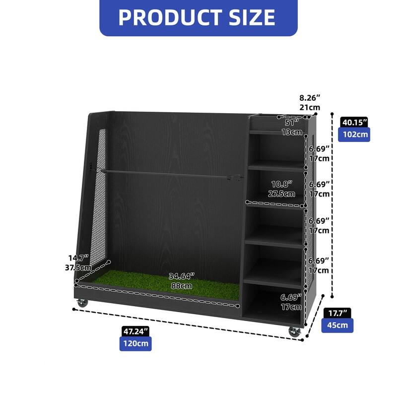 Moasis 35"/47" Wooden Golf Equipment Organizer Storage Rack with Wheels