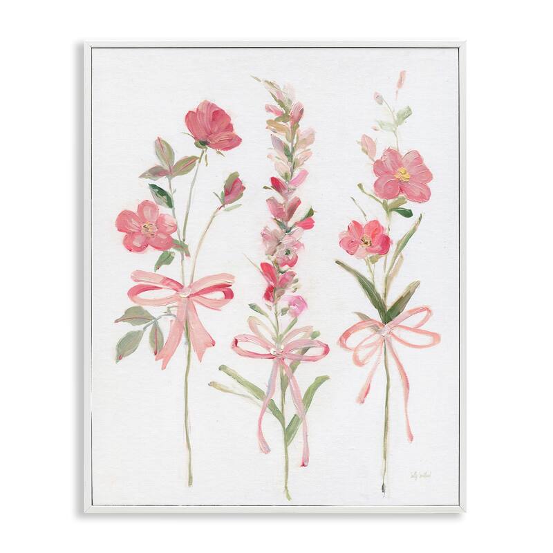 Stupell Pastel Pink Floral Sprigs Framed Giclee Art Design By Sally Swatland - 16 x 20 - White