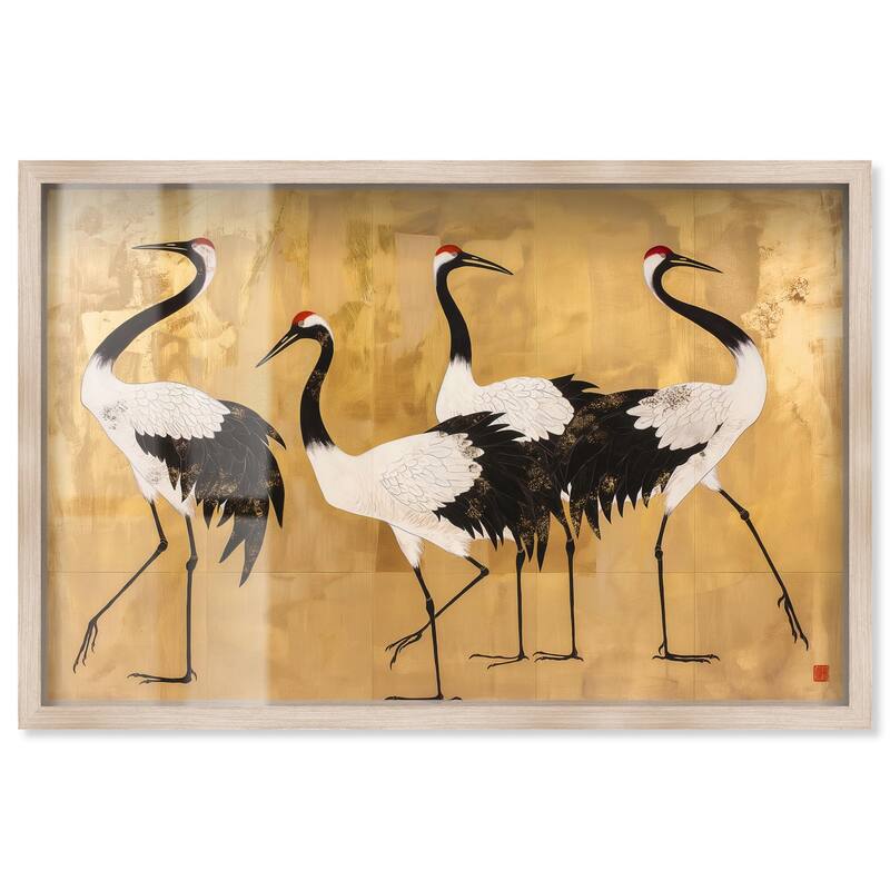 Birds of Gold Shadowbox by Art Remedy - Natural - 36" x 24"