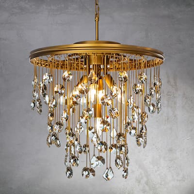 CraftHome 5-Light 20" Modern Antique Gold DIY Crystal Chandelier - 19.7in