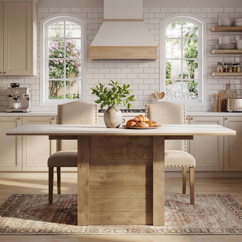 55" Rectangular Dining Table for 4 to 6 People, Kitchen Table for Dining Room & Living Room