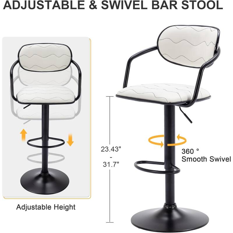 Swivel Bar Stool Set PU Leather Barstools Height Adjustable Counter Stools Bar Chairs For Home Bar Kitchen Dining Room