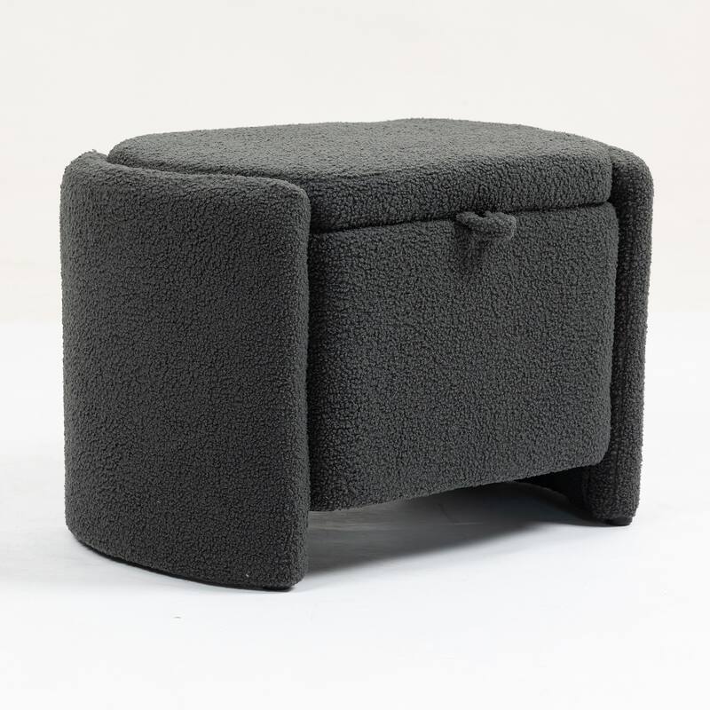 Modern Accent Chair with Wood Frame, Upholstered Ottomans Chairs - Grey