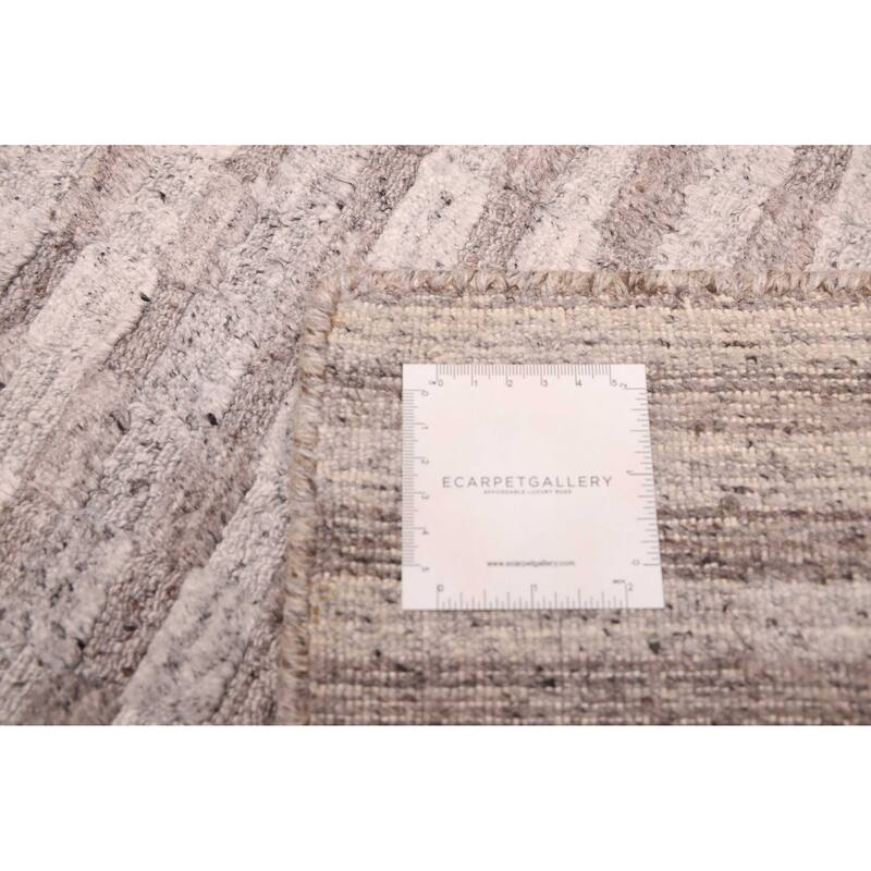 ECARPETGALLERY Hand Loomed Loreto Light Grey Wool Rug - 5'5 x 7'6