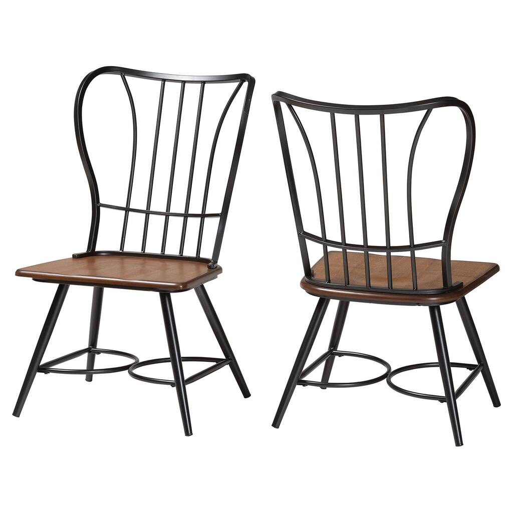 Carbon Loft Rudolph Industrial Metal and Wood Dining Chairs (Set of 2)