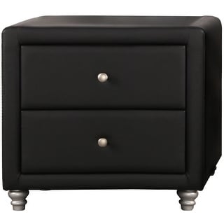 Black Upholstered 2 Drawer Nightstand - Bed Bath & Beyond - 39659197