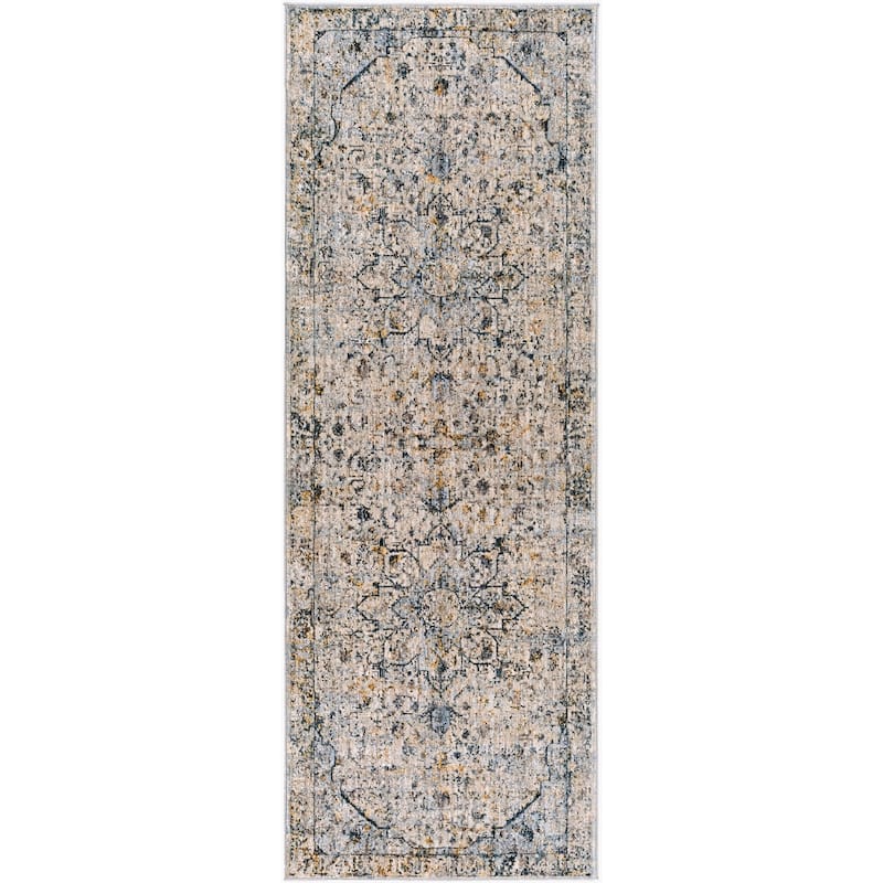 Livabliss Traditional Laila Medallion Area Rug - 2'7" x 7'3" - Teal/Grey
