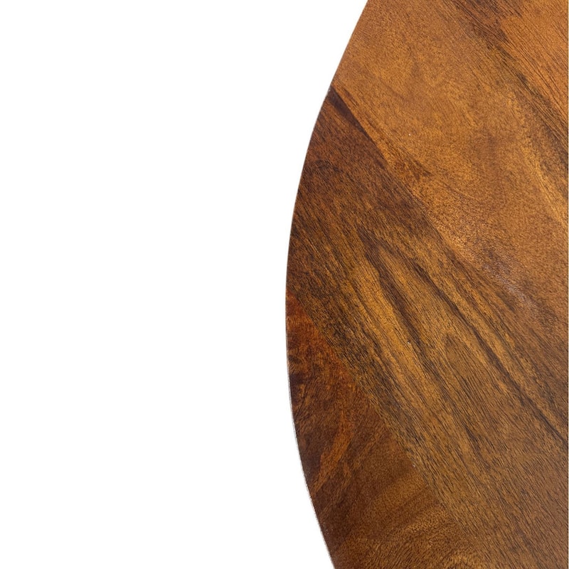 Harrison Groove Coffee Table - Elegant Round Solid Wood Top Side Table