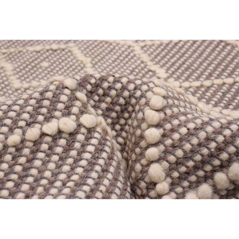 ECARPETGALLERY Braid weave Sienna Taupe Wool Rug - 6'1 x 8'8