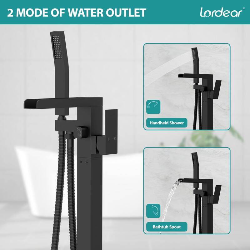 Lordear Bathtub Faucet Tub Filler Swivel Faucet with Hand Shower, Swivel Spout