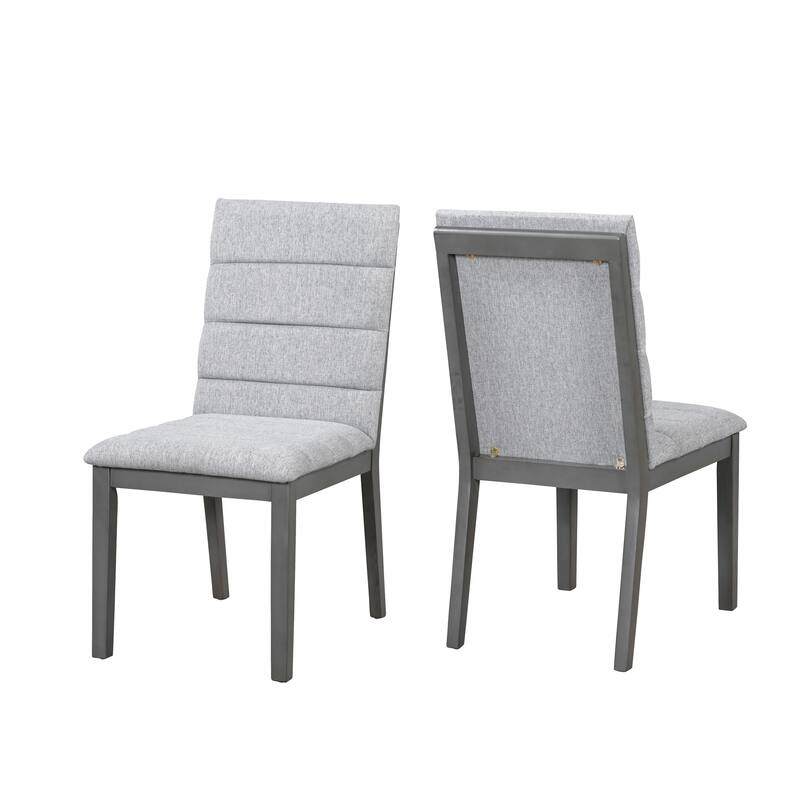 Upholstered Dining Chairs Set of 2, Armless Side Chairs with Solid Wood Legs, Modern Fabric Accent Chairs for Dining Room