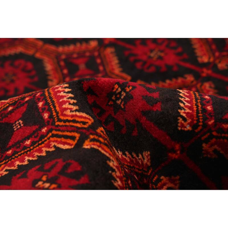 ECARPETGALLERY Hand-knotted Teimani Black, Red Wool Rug - 3'3 x 7'1