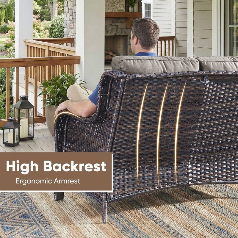 Pocassy Outdoor Patio Loveseat All-Weather Wicker Loveseat with Cushions