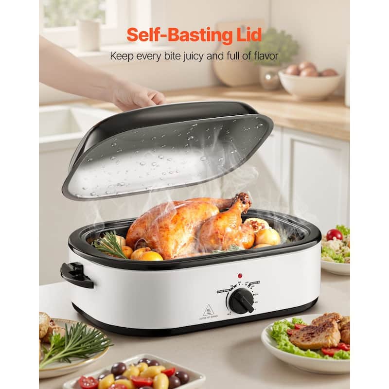 Black-Silver 18QT Electric Roaster Oven 1450W with Self-Basting Lid - 23.31 x 15.67 x 11.22 in.