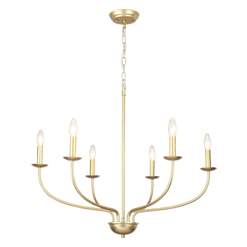 6-Light Farmhouse Candle Chandelier Modern Hanging Lamp for Living Room Kitchen Hallway Entryway - N/A