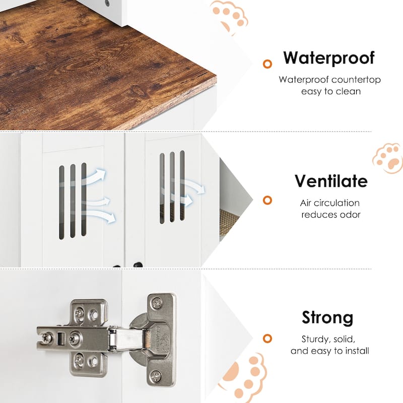 Anmytek Litter Box Enclosure for 2 Cats,Hidden Cat Furniture