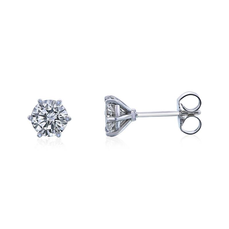 Kobelli 1 Carat Lab Grown Diamond 14k Solid Gold Round Brilliant Chelsea Stud Earrings (DEF/VS) - White
