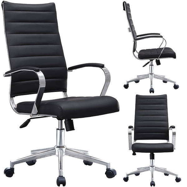 Office Mid-Back Executive Desk Chair Leather Ergonomic Swivel Conference Chair 