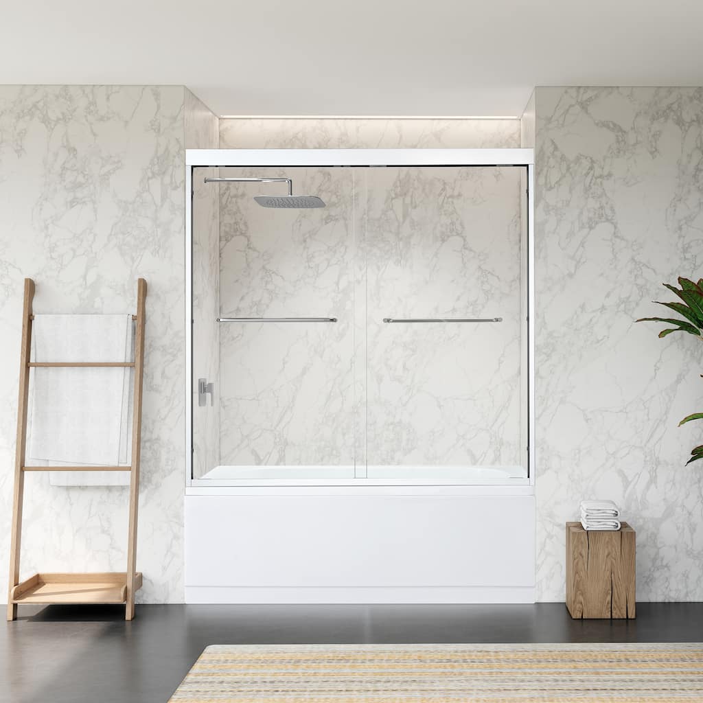 Altair Ennis H By Pass Framed Tub Door in Polished Chrome Finish with Clear Glass - 60"W x 58"H