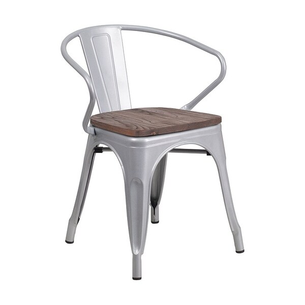Shop Offex Silver Metal Stackable Bistro Style Chair with ...