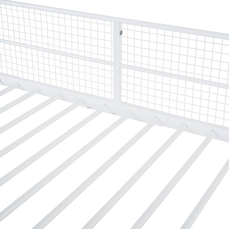 Twin Over Full Metal Bunk Bed with 5-Tier Shelves & Storage - 350LB Capacity