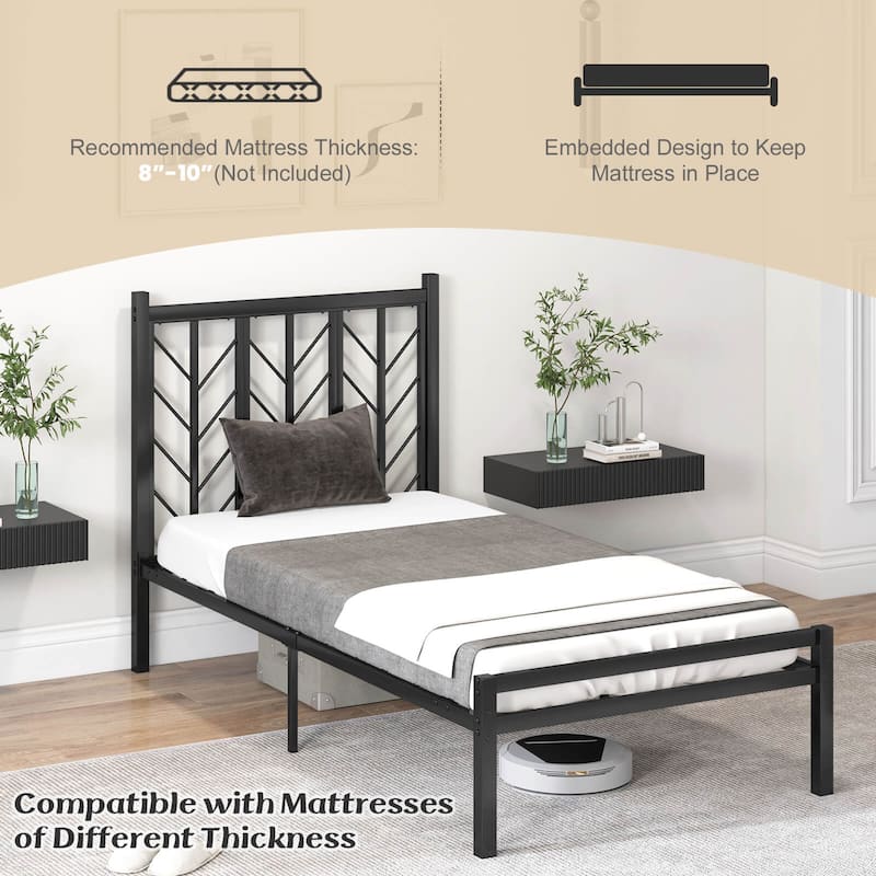Costway Twin/Full/Queen Size Platform Bed with Headboard 11.5" Under