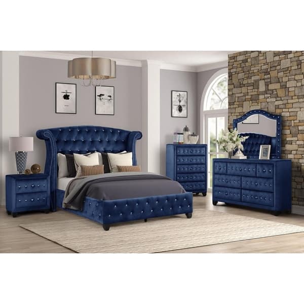 slide 2 of 80, Sophia Crystal Tufted 4PC/5PC Bedroom Set Made with Wood