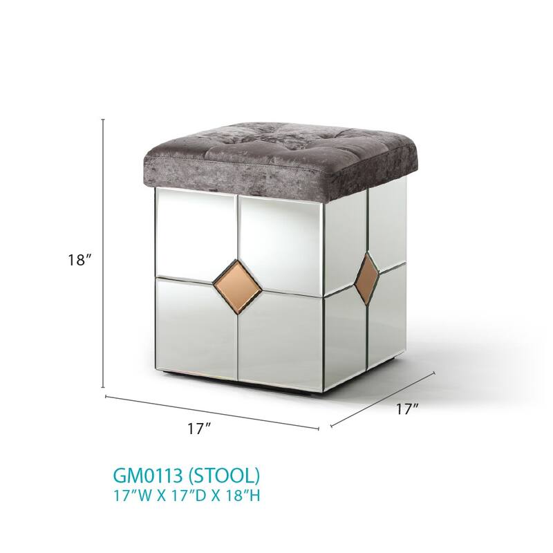 Decor Brownish Gray Square Velvet Upholstered Ottoman