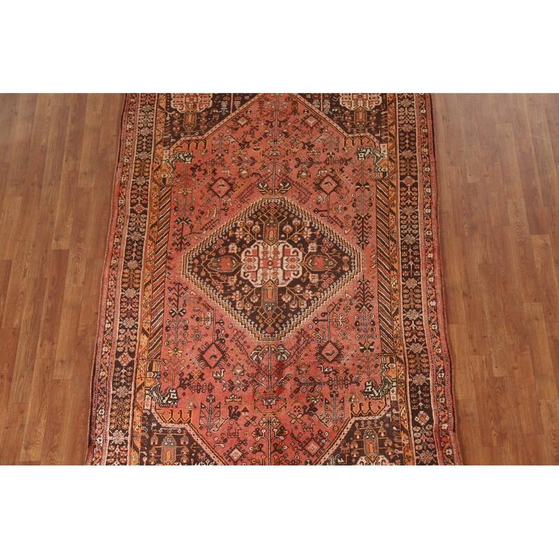 Handmade Vegetable Dye Shiraz Persian Vintage Area Rug - 5'1"x 7'10"