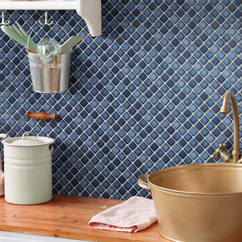 Merola Tile Hudson Diamond Sapphire 12-1/4" x 12-3/8" Porcelain Floor and Wall Tile