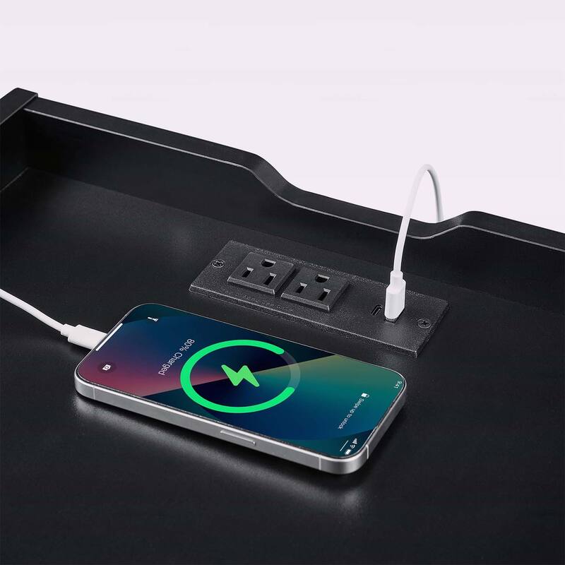 Modern Nightstand with Charging Station and LED Lights