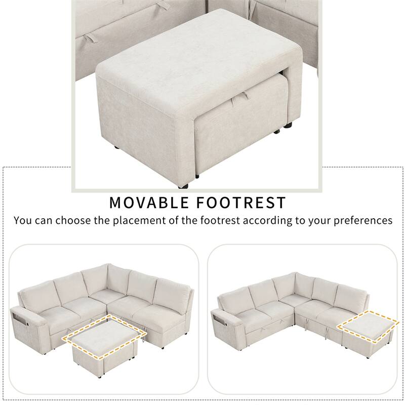 L-shaped Padded Modular Sofa w/Storage Space,USB Ports & Cup Holders