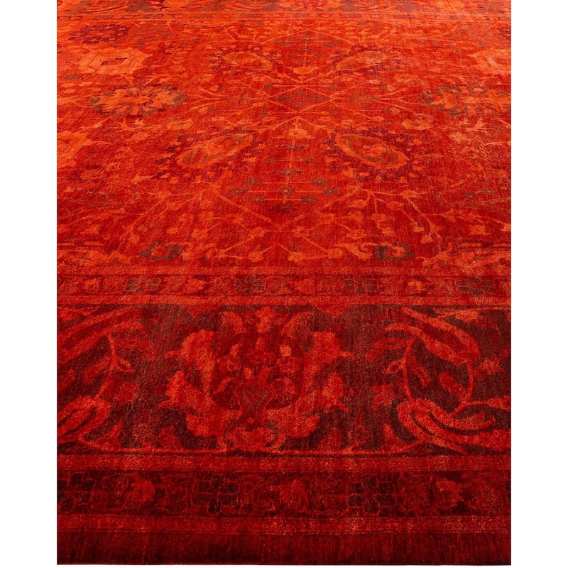 Overdyed, One-of-a-Kind Hand-Knotted Area Rug - Red - 11' 10" x 17' 10"