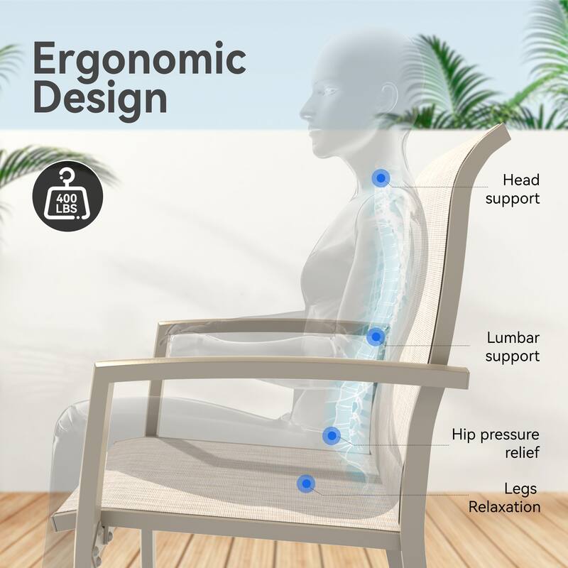 Garden Patio Chairs Set of 2, All Weather Metal Outdoor Dining Chairs, Garden, Poolsides