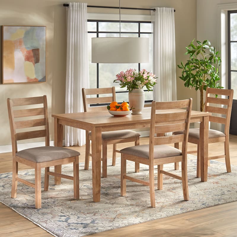 Lifestorey Peggy Dining Set - 5-Piece Weathered Light Oak