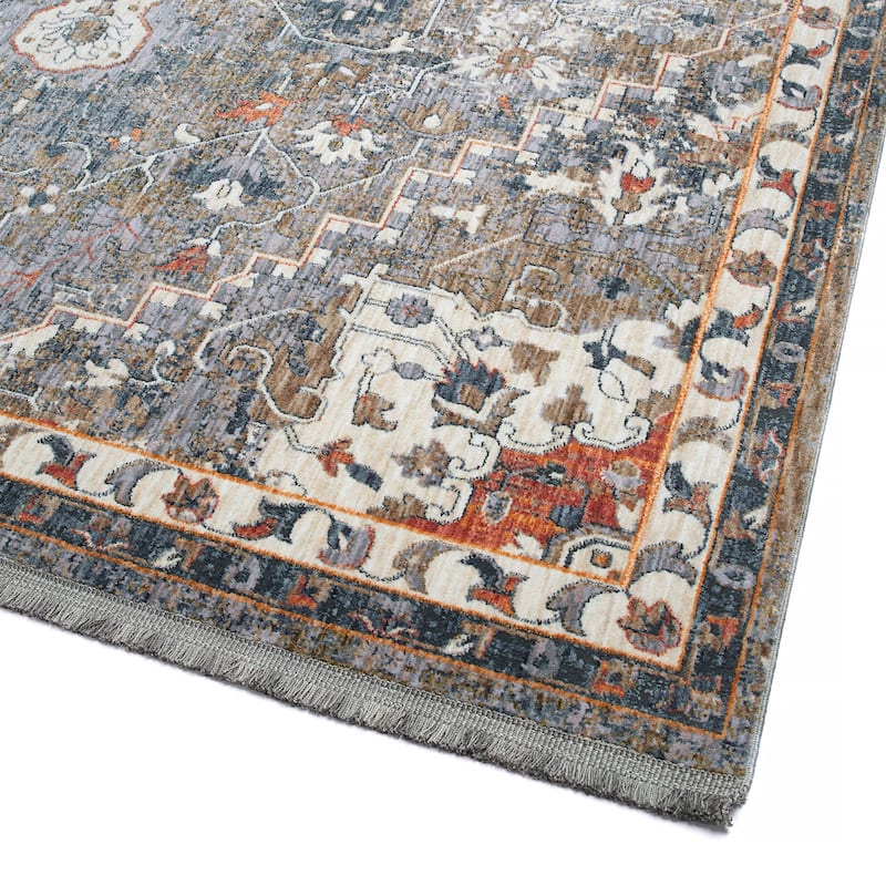 Transitional Oriental Cut Pile Rectangle Throw Rug - 1.10x 2.6