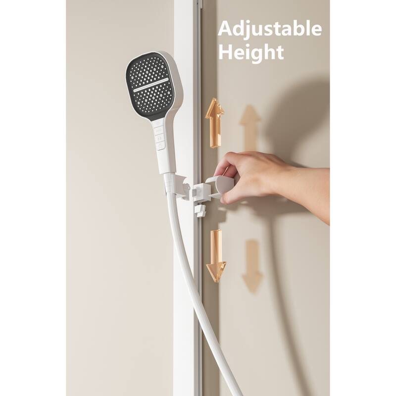 Exposed Wall Mounted Square Slide Bar Showerhead & 3-mode Handheld Shower