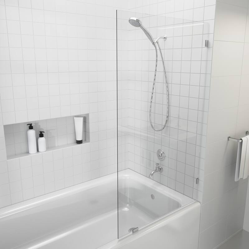 Glass Warehouse 58.25" x 22.5" Frameless Shower Bath Fixed Panel