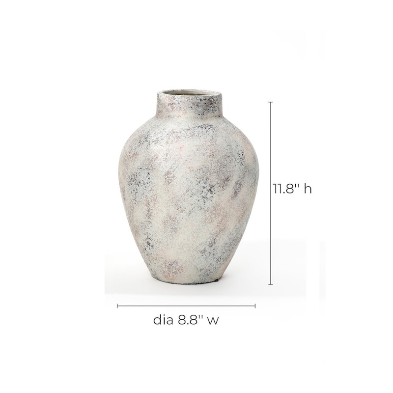 Marbled White Tall Round Stoneware Vase (Single)