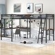preview thumbnail 1 of 11, Twin Size Metal Loft Bed with Built-in Desks and Guardrails, Black Black