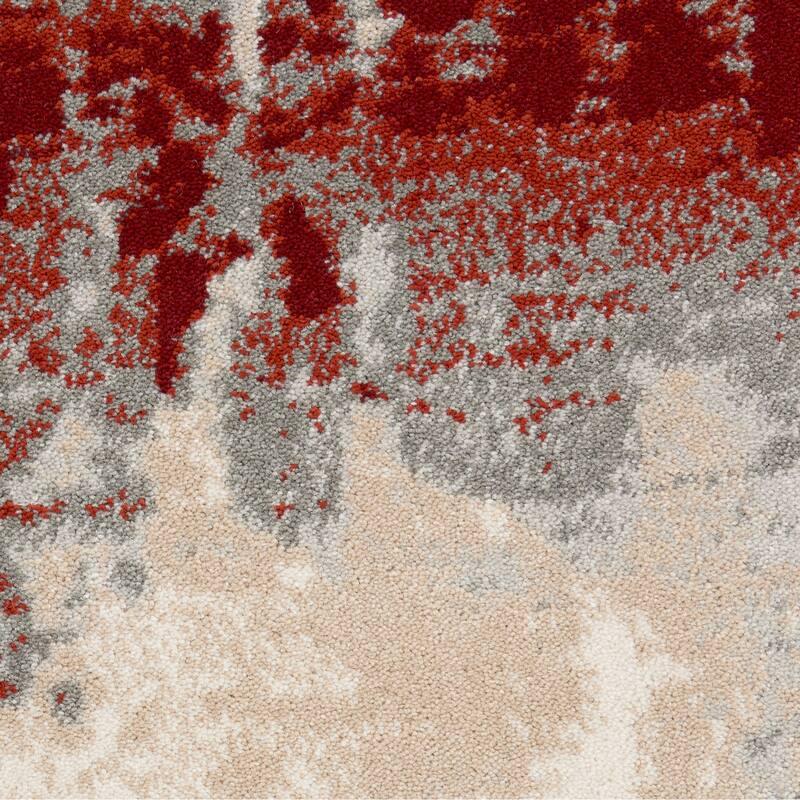 Nourison Maxell Modern Abstract Red Ivory Area Rug