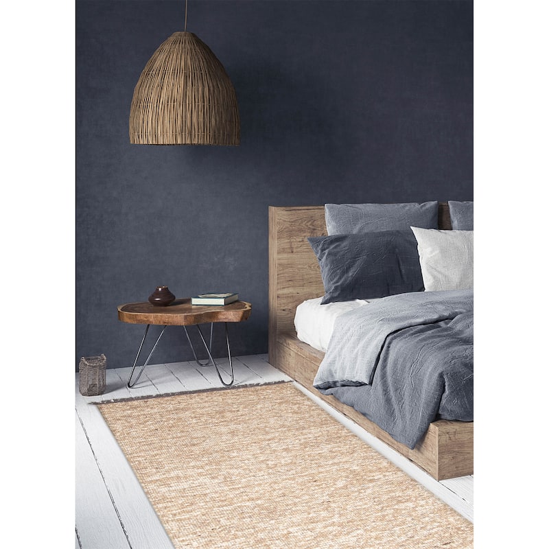 ECARPETGALLERY Braid weave Sienna Tan Wool Rug - 5'0 x 7'6