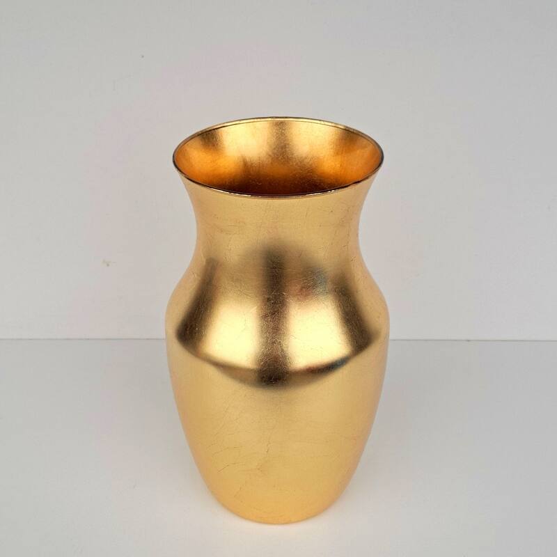 GILT 9" Glass Flower Vase
