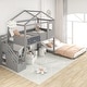 preview thumbnail 3 of 7, Twin Over Full House Bunk Bed with Storage Staircase and Blackboard